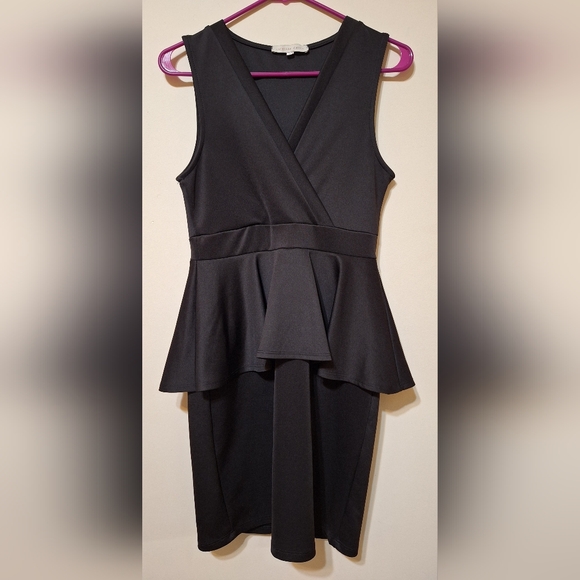 Vintage Jonathan Martin medium v-neck peplum satin mini dress - Picture 1 of 6